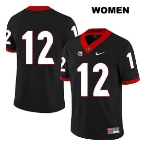 Women's Georgia Bulldogs NCAA #12 Tommy Bush Nike Stitched Black Legend Authentic No Name College Football Jersey AKG8654VU